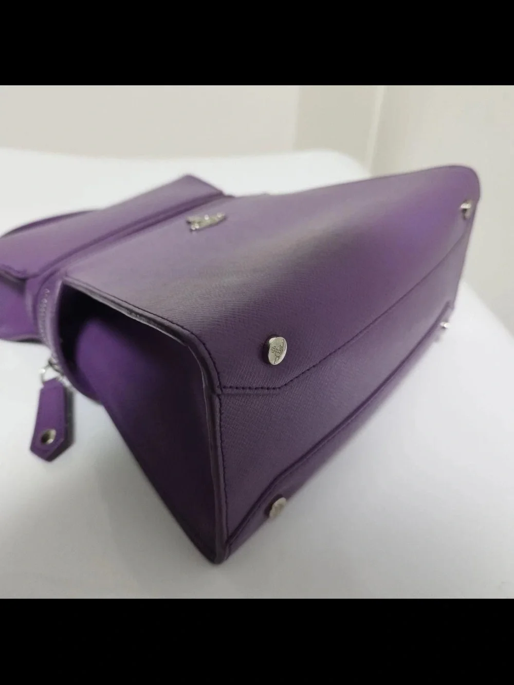 Vivienne Westwood Purple Leather Pyramid Satchel with Detachable Strap